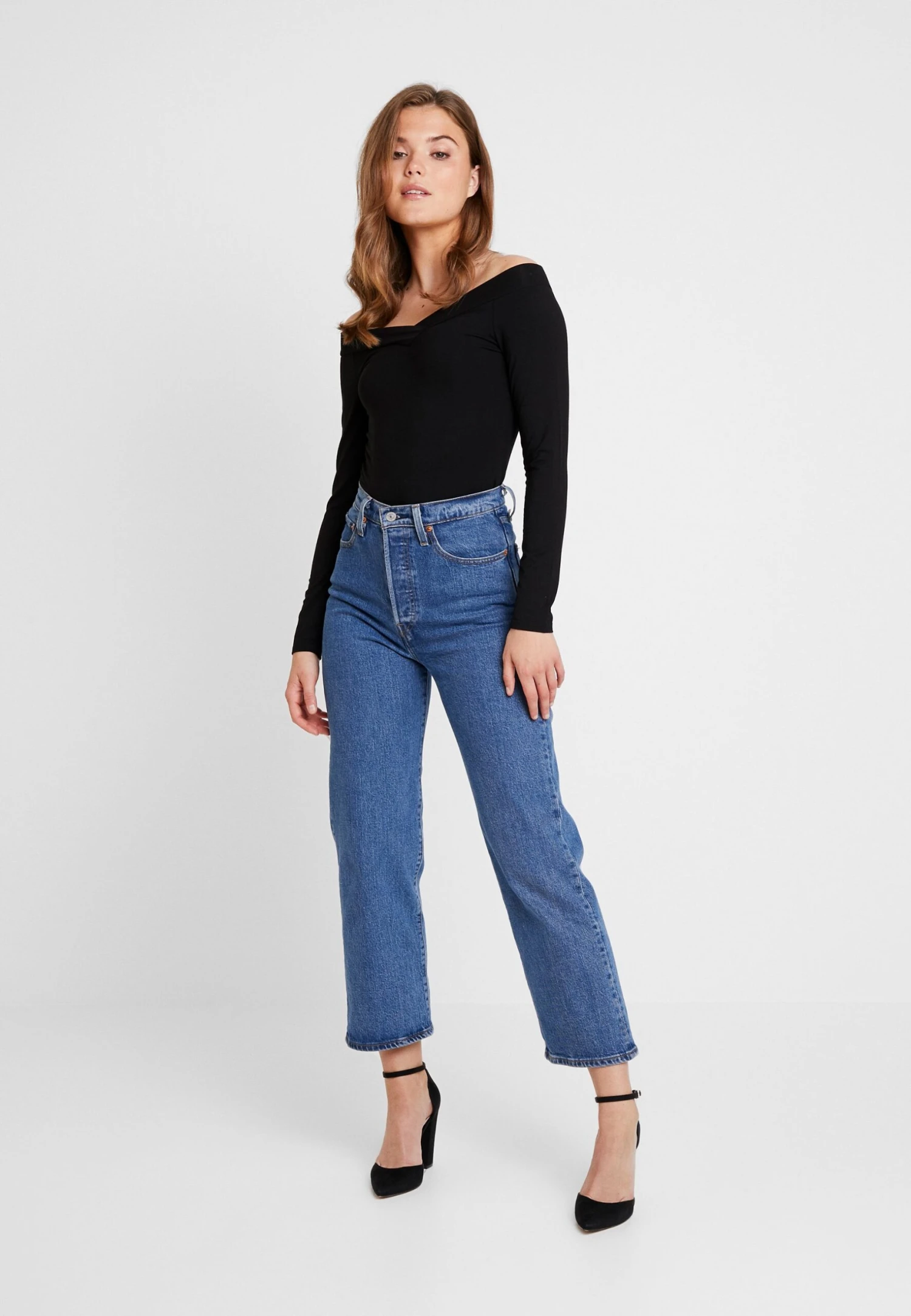 Pieces Pcmaliva Off Shoulder V-Neck- Camiseta De Manga Larga - Black 4 Pieces Pcmaliva Off Shoulder V-Neck- Camiseta De Manga Larga - Black - Imagen 2