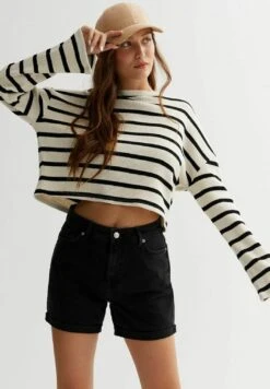 New Look Boyfriend - Shorts Vaqueros - Black