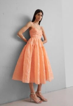 Erdem Strappy Tier Fit And Flare Midi Dress - Vestido De Cóctel - Neon Coral -Tienda barata Ulla Popken 0649683814934a83971b826a07b6125a