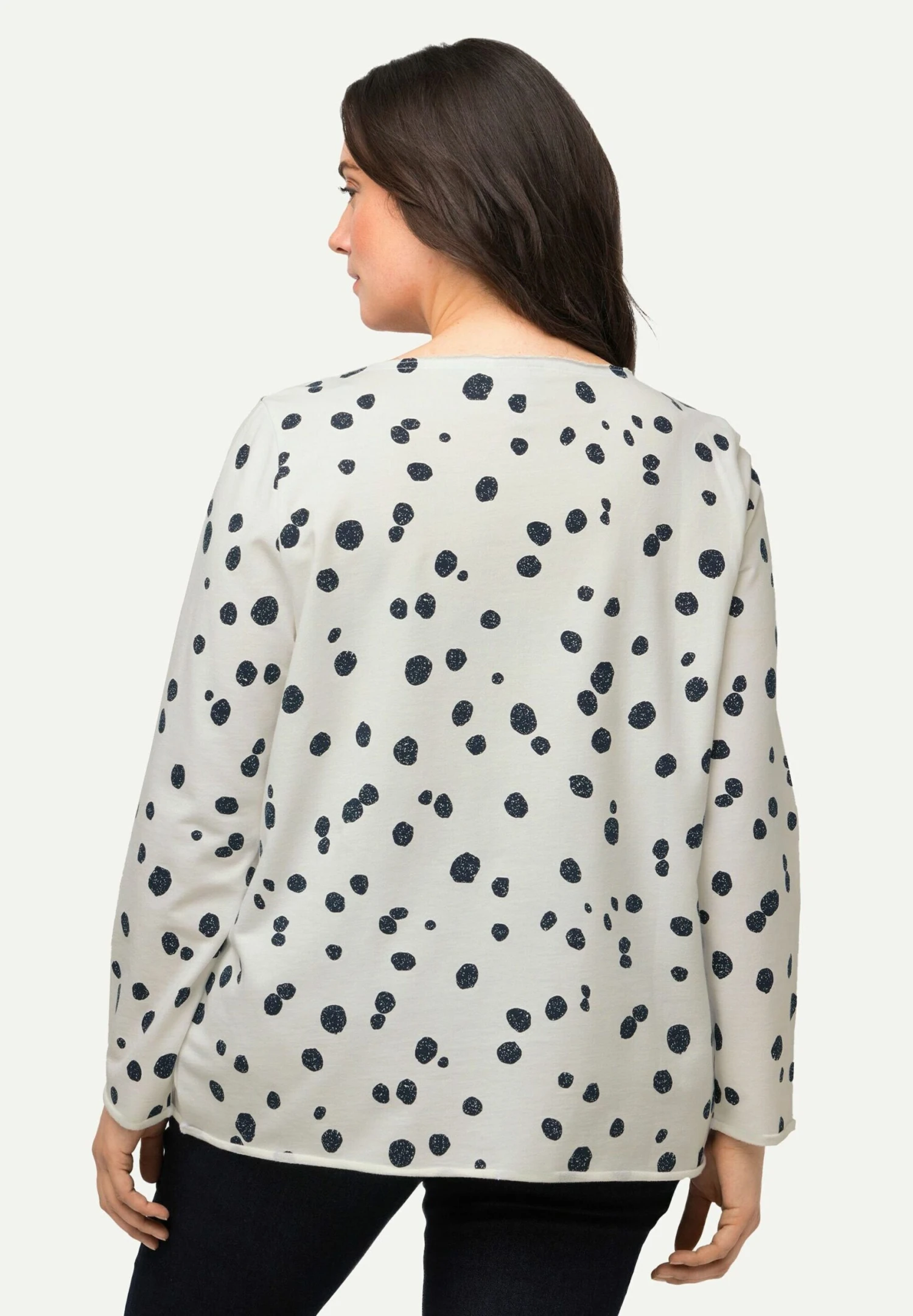 Ulla Popken Punkte Offenkantig Rundhals - Camiseta De Manga Larga - Offwhite 4 Ulla Popken Punkte Offenkantig Rundhals - Camiseta De Manga Larga - Offwhite - Imagen 2