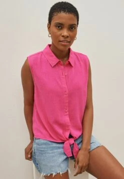 Next Tie Waist Sleeveless Collared Standard - Camisa - Bright Pink -Tienda barata Ulla Popken 161766efa3d847cc9919d9d2a5e16c9d