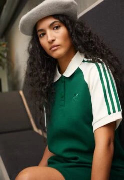 Adidas Originals Polo Shirt Dress - Vestido Ligero - Dark Green/White