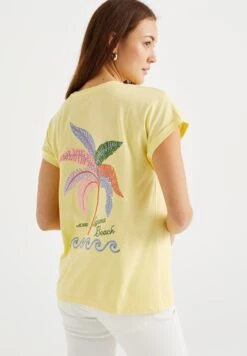 WE FASHION Met Embroidery - Camiseta Estampada - Yellow