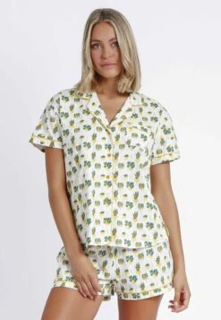 Abierto Manga Corta Hanging Out Para - Pijama - Amarillo