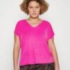 Vero Moda Curve Vmaya Ss V-Neck Vma Noos Curve - Camiseta Básica - Pink Yarrow -Tienda barata Ulla Popken 3002e450a92c408394097b0eca6443a5