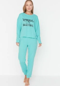 Trendyol Set - Pijama - Green -Tienda barata Ulla Popken 463f584b61b4467f894807f4cc9c7e0f