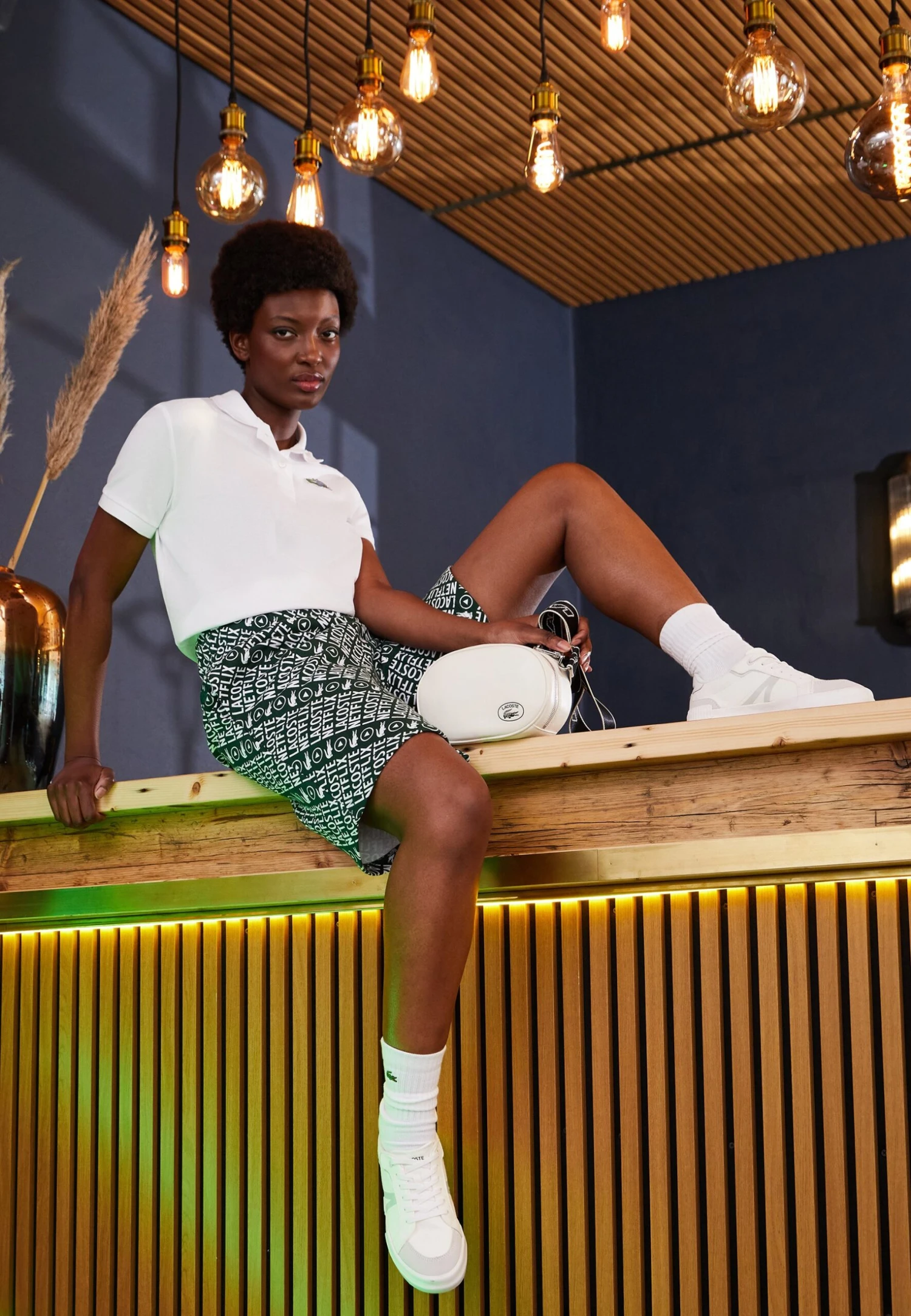 Lacoste X Netflix - Shorts - Green/White 3 Lacoste X Netflix - Shorts - Green/White
