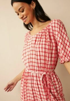 Next Puff Sleeve Mix Mini Standard - Vestido Informal - Red White Check -Tienda barata Ulla Popken 5814fa6235d84b6bbd368284467a324e