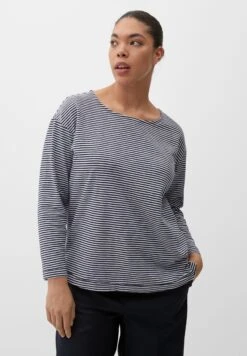 Triangle De Texture Fil Flammé - Camiseta De Manga Larga - Navy