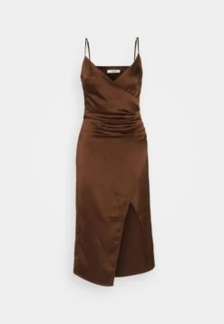 NA-KD Overlap Slip Dress - Vestido De Cóctel - Brown -Tienda barata Ulla Popken 5e56878ad1f64bdd87b47e8fa044c618