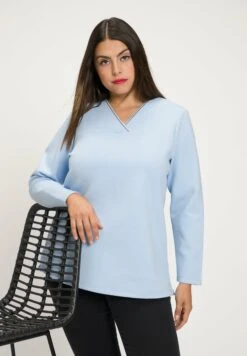 Ulla Popken Chain Detail V Neck Stretch- Sudadera - Ice Blue -Tienda barata Ulla Popken 65028ee8a0c84ddda89bcd6f7f298501