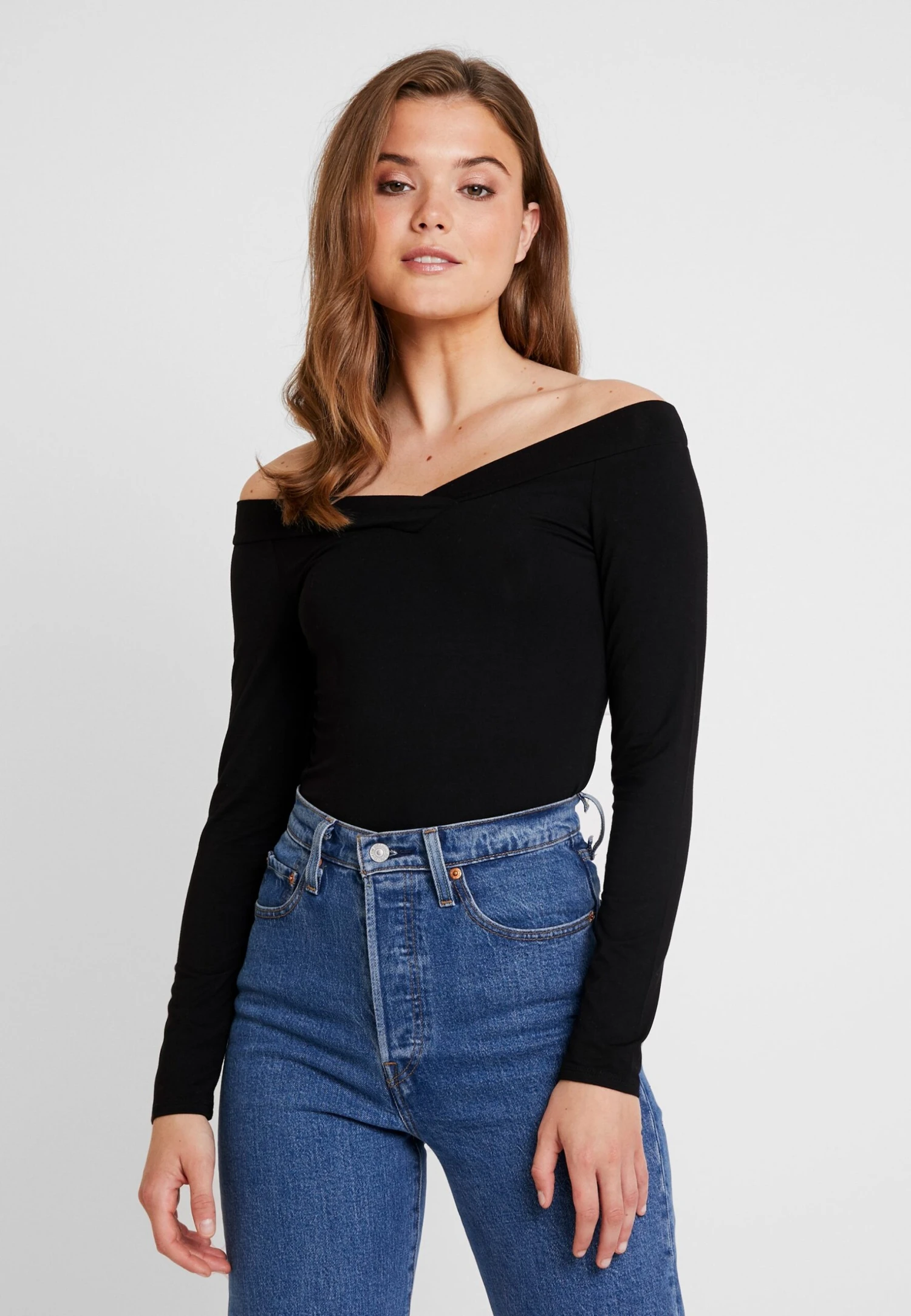 Pieces Pcmaliva Off Shoulder V-Neck- Camiseta De Manga Larga - Black 3 Pieces Pcmaliva Off Shoulder V-Neck- Camiseta De Manga Larga - Black