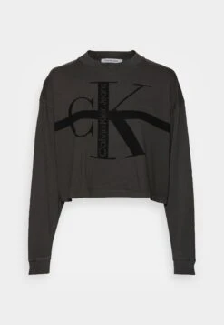 Calvin Klein Jeans Monologo Long Sleeves Tee - Camiseta De Manga Larga - Industrial Grey