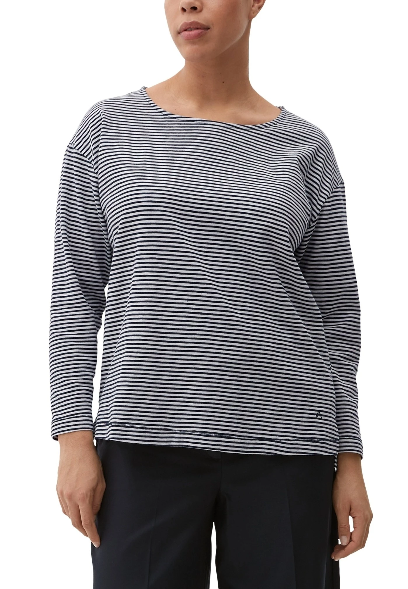 Triangle De Texture Fil Flammé - Camiseta De Manga Larga - Navy 7 Triangle De Texture Fil Flammé - Camiseta De Manga Larga - Navy - Imagen 5