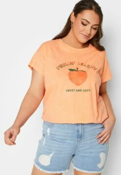 Feelin Peachy Acid Wash - Camiseta Estampada - Orange