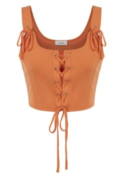 Twist Slim Cut Tie-On Bustier - Top - Salmon -Tienda barata Ulla Popken 896d51e6316e43f19616064fd2dfbd4b