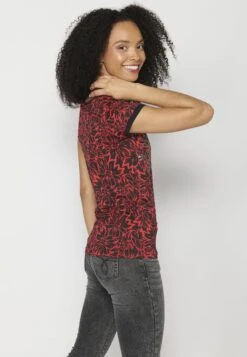 Koroshi Short Sleeve - Camiseta Estampada - Red Coral -Tienda barata Ulla Popken 89e06adb0aa145fb8bc2011ffa330afc