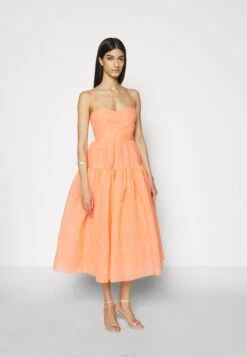Erdem Strappy Tier Fit And Flare Midi Dress - Vestido De Cóctel - Neon Coral -Tienda barata Ulla Popken 90b692b7e795497e93af7b9a0c4e1f80