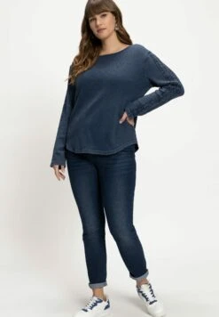 Ulla Popken Camiseta De Manga Larga - Bleu Moyen