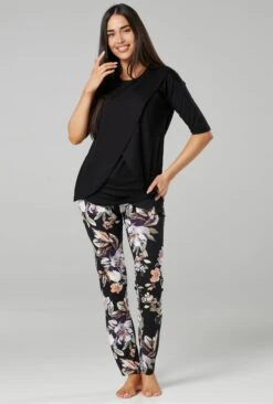 Happy Mama Pijama - Black Flowers -Tienda barata Ulla Popken aadc7cf901a94293b2ee6bfeb7bd7b1a