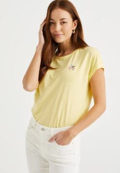 WE FASHION Met Embroidery - Camiseta Estampada - Yellow -Tienda barata Ulla Popken ba153ed571bc45cdb25d69f0de5711f1
