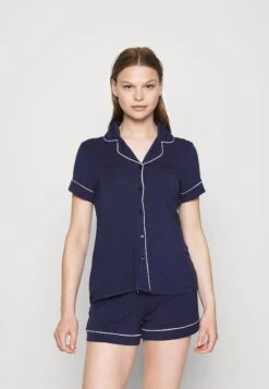 Anna Field Button Through Pj Set- Pijama - Blue/White