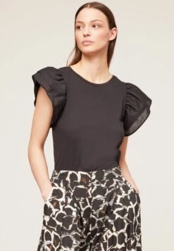 With Ruching Sleeves - Camiseta Básica - Nero