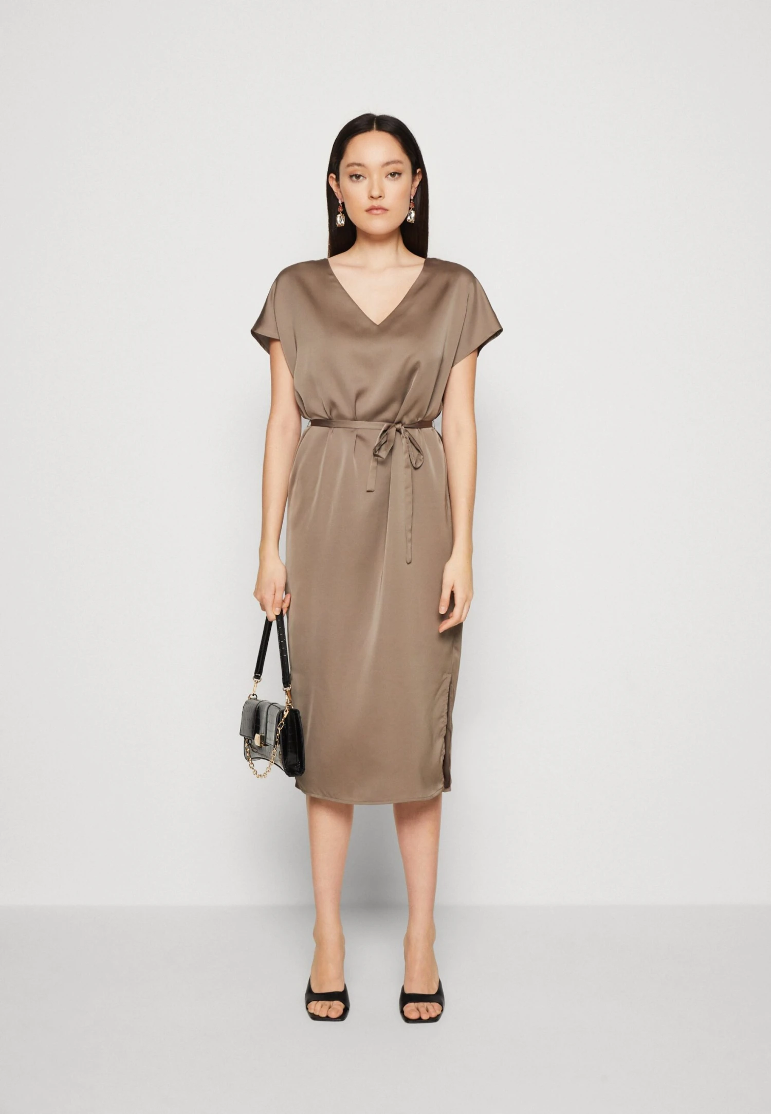Vila Viellette V-Neck - Vestido Informal - Walnut 4 Vila Viellette V-Neck - Vestido Informal - Walnut - Imagen 2