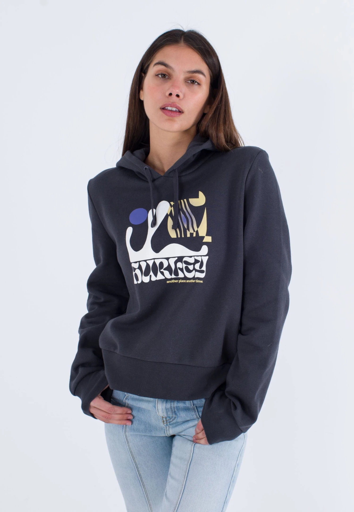 HURLEY Another Time Cropped Raglan Sleeves - Jersey Con Capucha - Dk Stone Grey 3 HURLEY Another Time Cropped Raglan Sleeves - Jersey Con Capucha - Dk Stone Grey