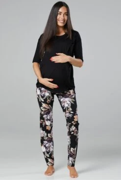 Happy Mama Pijama - Black Flowers