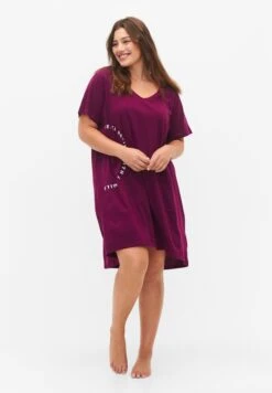 Zizzi 2 Pack Mit Aufdruck - Camisón - Dark Purple Black